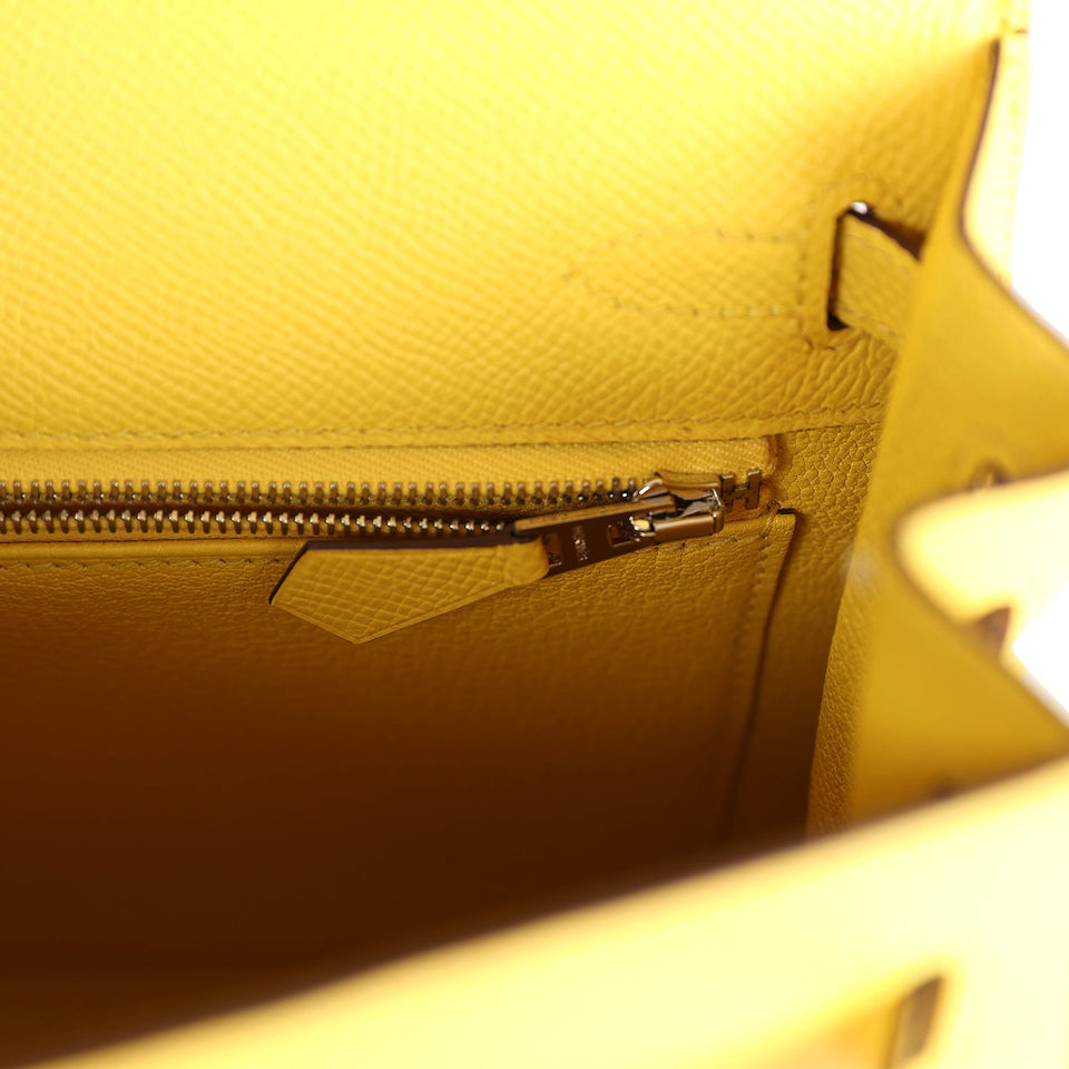 Hermes Kelly Sellier 25 Jaune De Naples Epsom Palladium Hardware