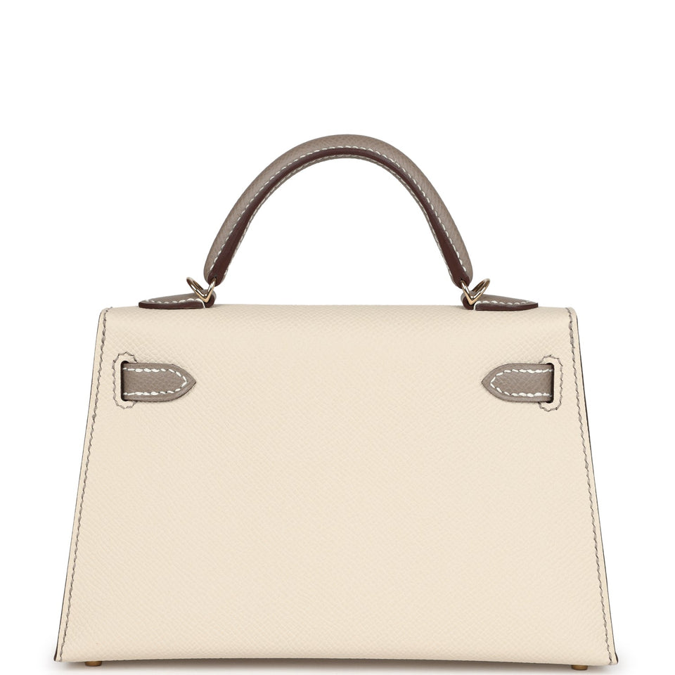 Hermes Special Order (HSS) Kelly Sellier 20 Craie and Gris Asphalte Epsom Permabrass Hardware