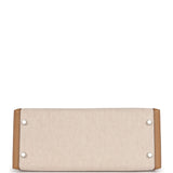 Hermes Kelly Sellier 28 Biscuit Toile H Canvas and Swift Palladium Hardware