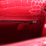 Hermes Kelly Sellier 25 Rose Extreme Shiny Alligator Palladium Hardware