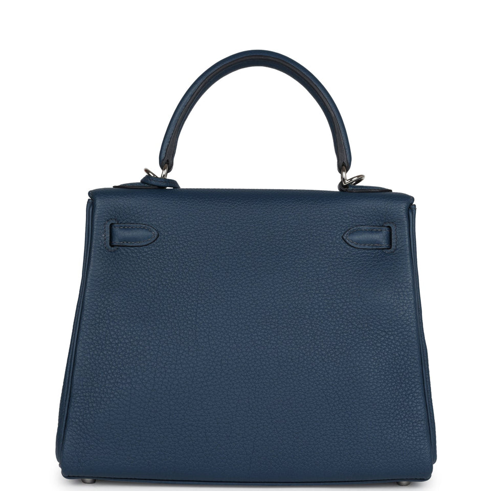 Hermes Kelly Retourne 25 Bleu De Prusse Togo Palladium Hardware