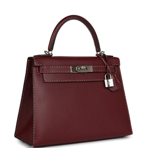 Hermes "Miss You" Kelly Sellier 28 Rouge H Monsieur Palladium Hardware
