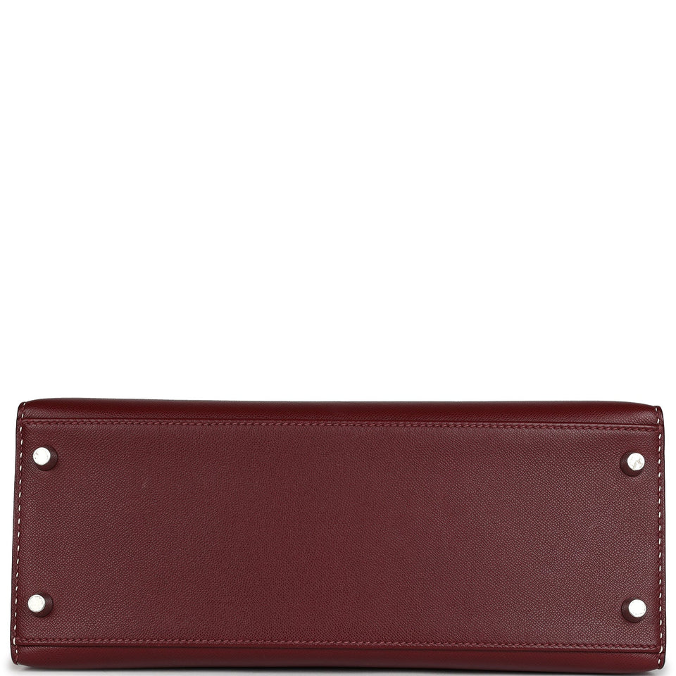 Hermes "Miss You" Kelly Sellier 28 Rouge H Monsieur Palladium Hardware