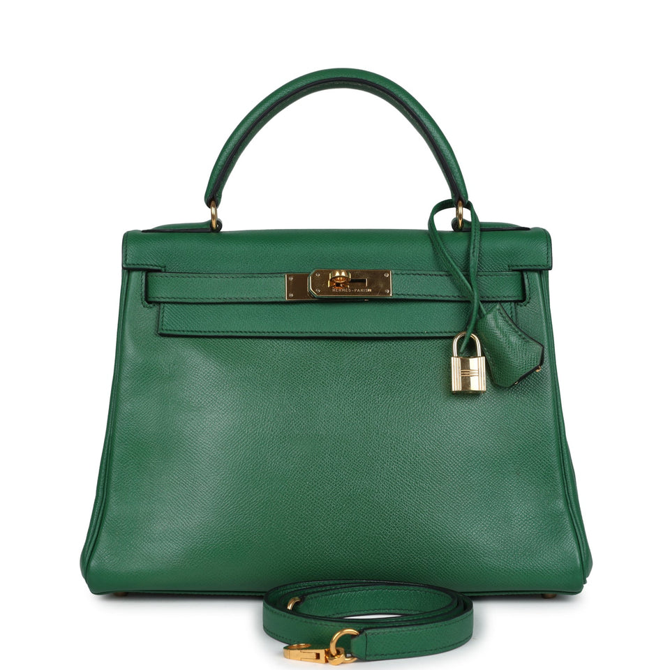 Hermes Kelly Retourne 28 Vert Benghal Courchevel Gold Hardware
