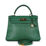 Hermes Kelly Retourne 28 Vert Benghal Courchevel Gold Hardware