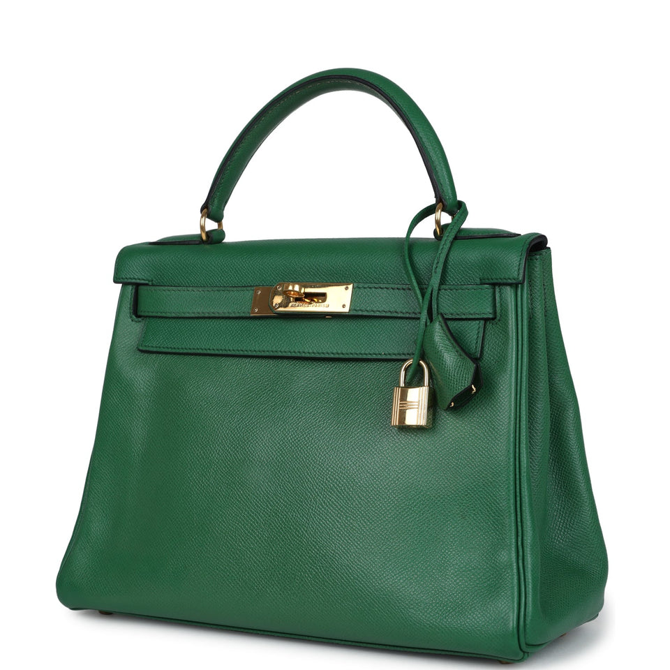 Hermes Kelly Retourne 28 Vert Benghal Courchevel Gold Hardware