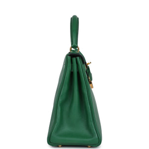 Hermes Kelly Retourne 28 Vert Benghal Courchevel Gold Hardware