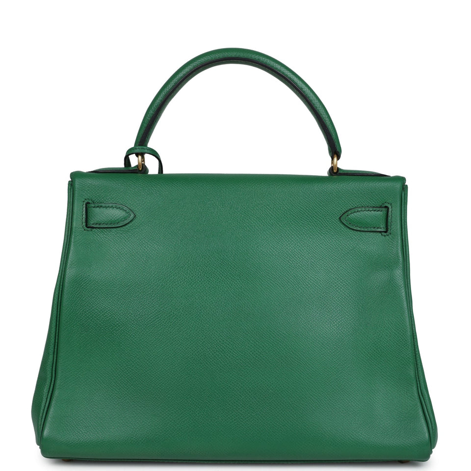Hermes Kelly Retourne 28 Vert Benghal Courchevel Gold Hardware