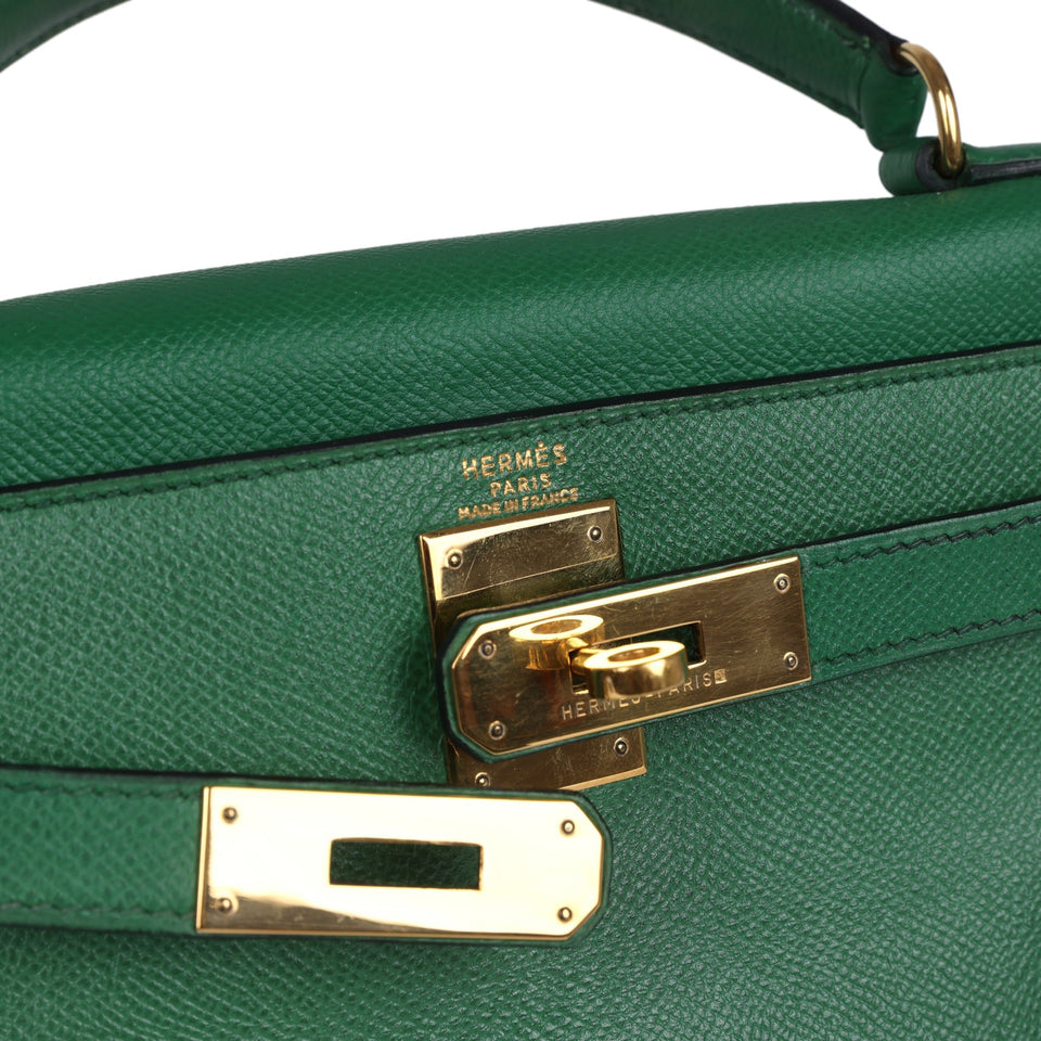 Hermes Kelly Retourne 28 Vert Benghal Courchevel Gold Hardware