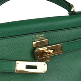 Hermes Kelly Retourne 28 Vert Benghal Courchevel Gold Hardware