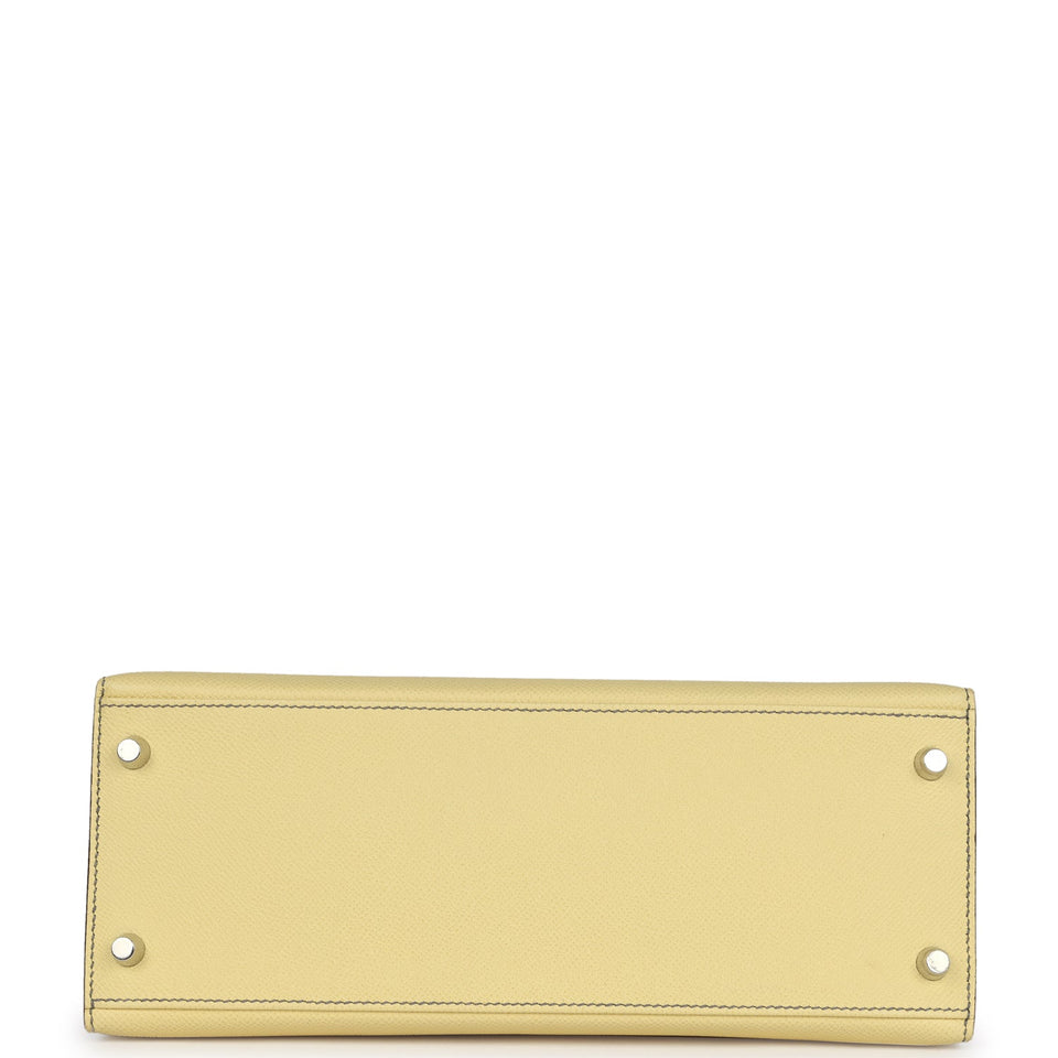 Hermes Special Order (HSS) Kelly Sellier 28 Rose Confetti and Jaune Poussin Epsom Palladium Hardware