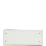 Hermes Special Order (HSS) Kelly Sellier 25 White and Vert Cypress Epsom Brushed Gold Hardware