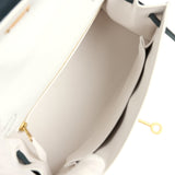 Hermes Special Order (HSS) Kelly Sellier 25 White and Vert Cypress Epsom Brushed Gold Hardware