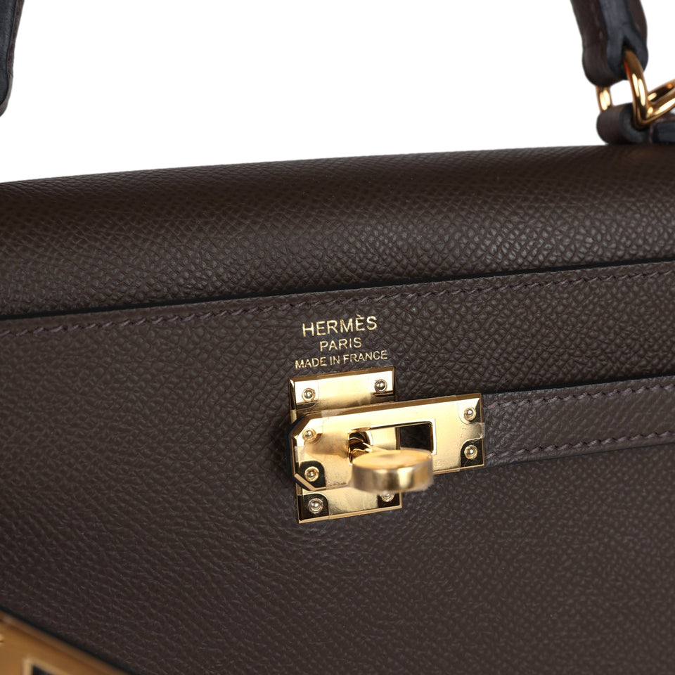 Hermes Kelly Sellier 25 Ecorce Epsom Gold Hardware