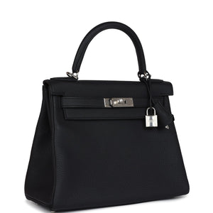 Hermes Kelly Retourne 28 Black Togo Palladium Hardware