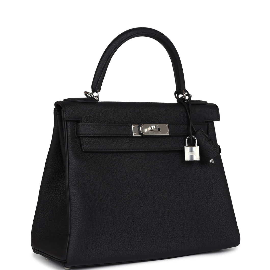 Hermes Kelly Retourne 28 Black Togo Palladium Hardware
