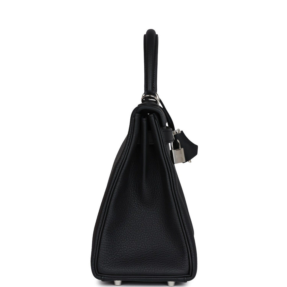 Hermes Kelly Retourne 28 Black Togo Palladium Hardware