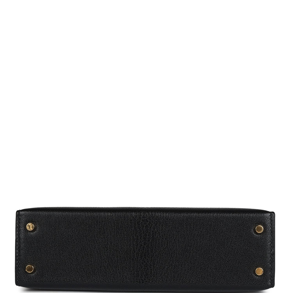 Hermes Kelly Sellier 20 Black Chevre Mysore Gold Hardware