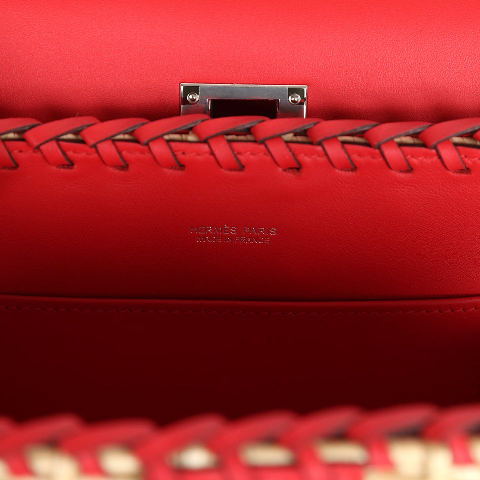 Hermes Mini Picnic Kelly 20 Rouge De Coeur Swift Palladium Hardware