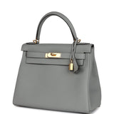 Hermes Kelly Retourne 28 Gris Mouette Togo Gold Hardware