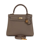 Hermes Kelly Retourne 25 Etoupe Togo Gold Hardware