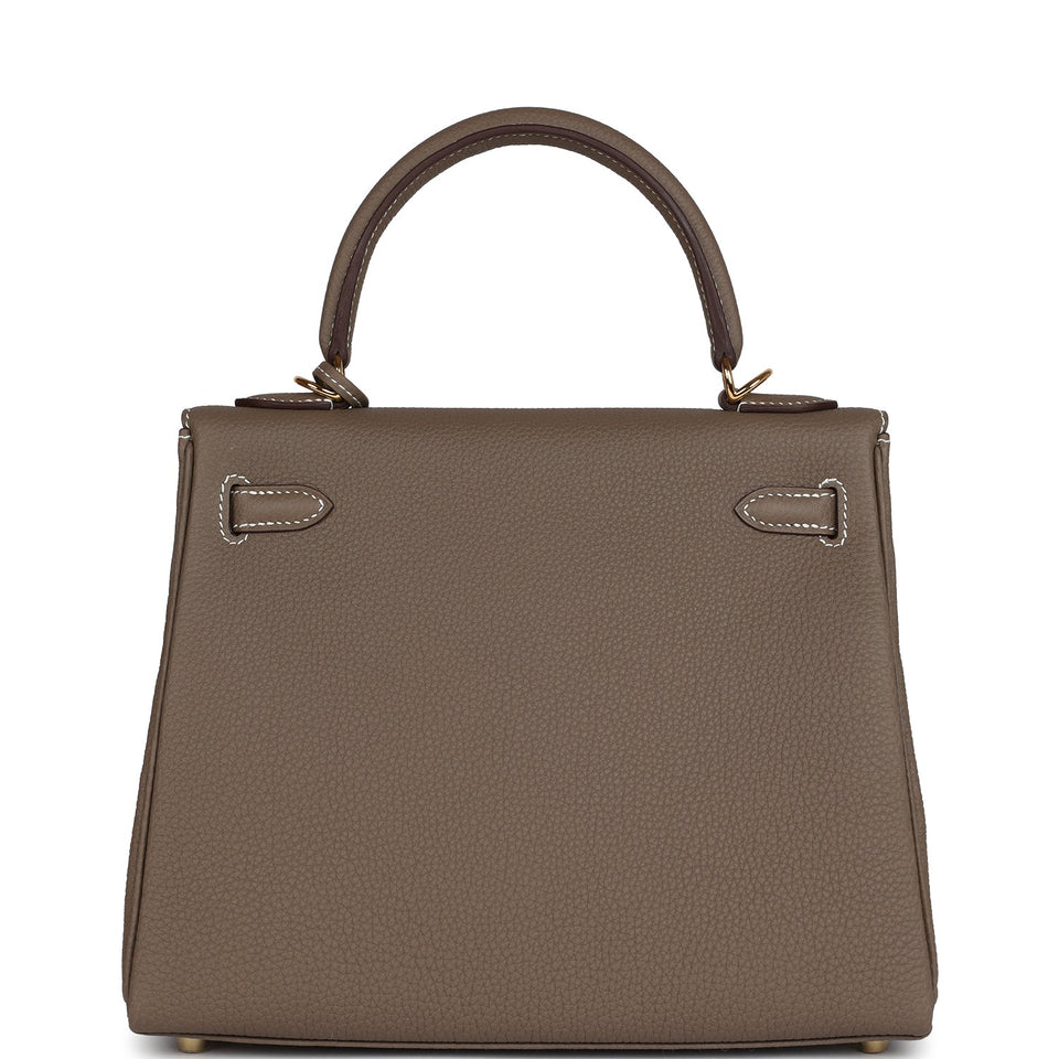 Hermes Kelly Retourne 25 Etoupe Togo Gold Hardware