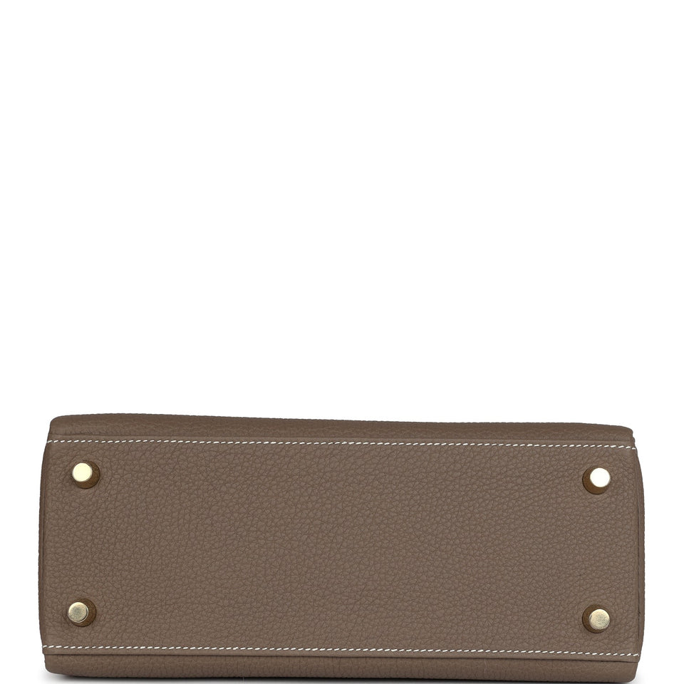 Hermes Kelly Retourne 25 Etoupe Togo Gold Hardware