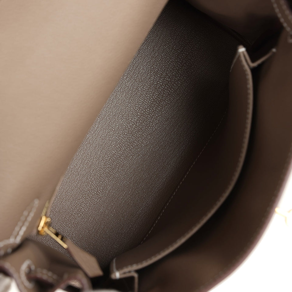 Hermes Kelly Retourne 25 Etoupe Togo Gold Hardware