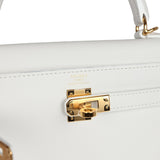Hermes Kelly Retourne 25 New White Swift Gold Hardware