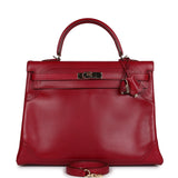 Hermes Ghillies Kelly Retourne 35 Rubis Tadelakt Permabrass Hardware