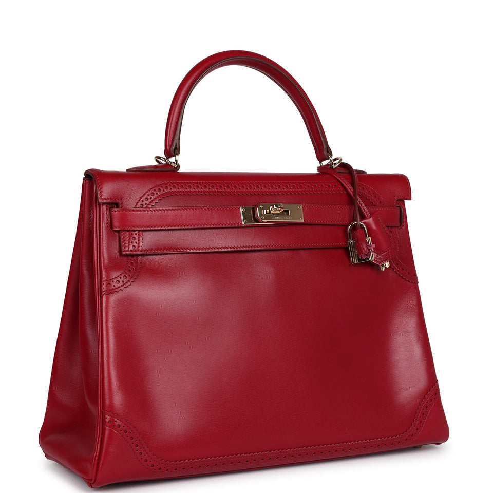 Hermes Ghillies Kelly Retourne 35 Rubis Tadelakt Permabrass Hardware