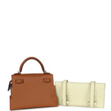 Hermes "Quelle Idolle" Picto Kelly Doll Gold, Bleu Zanzibar, Jaune Milton and Orange Field Epsom/Swift Palladium Hardware
