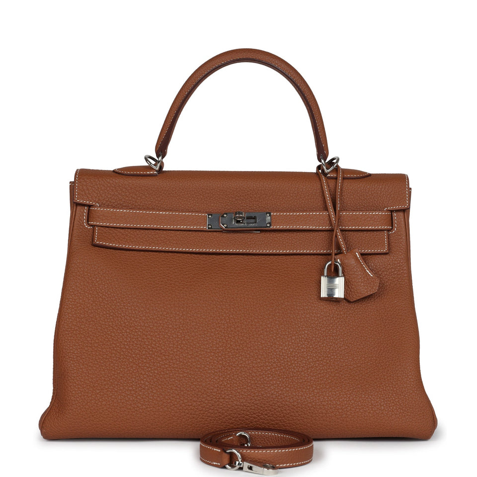 Hermes Kelly Retourne 35 Gold Togo Palladium Hardware