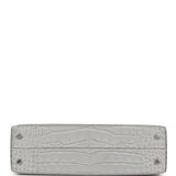 Hermes Special Order (HSS) Kelly Sellier 20 Gris Perle and Black Matte Alligator Palladium Hardware