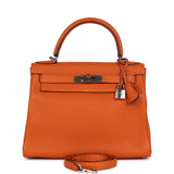 Hermes Special Order (HSS) Kelly Retourne 28 Orange Togo Palladium Hardware