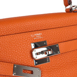 Hermes Special Order (HSS) Kelly Retourne 28 Orange Togo Palladium Hardware