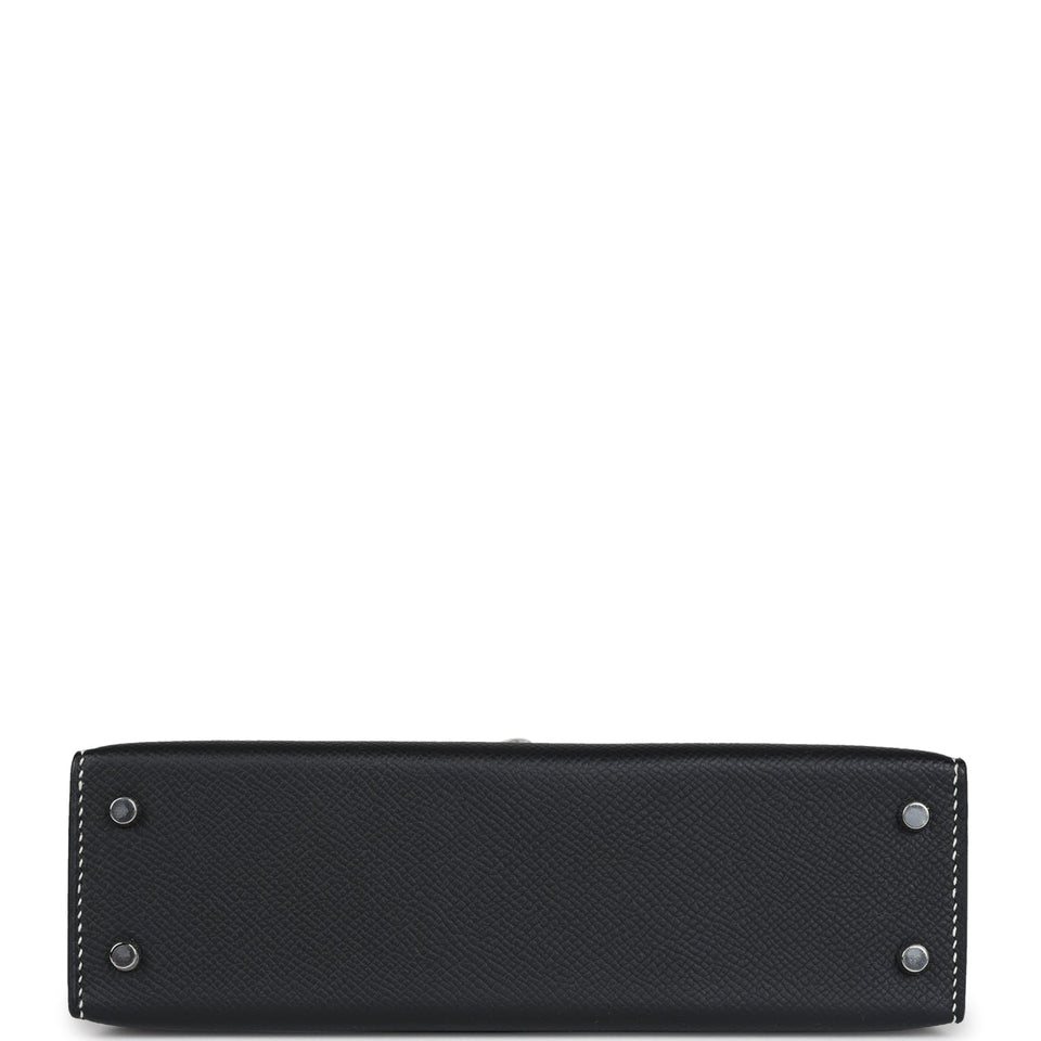 Hermes Special Order (HSS) Kelly Sellier 20 Black Verso Epsom Palladium Hardware