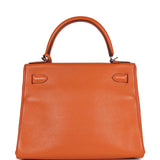 Hermes Kelly Retourne 28 Orange Togo Palladium Hardware