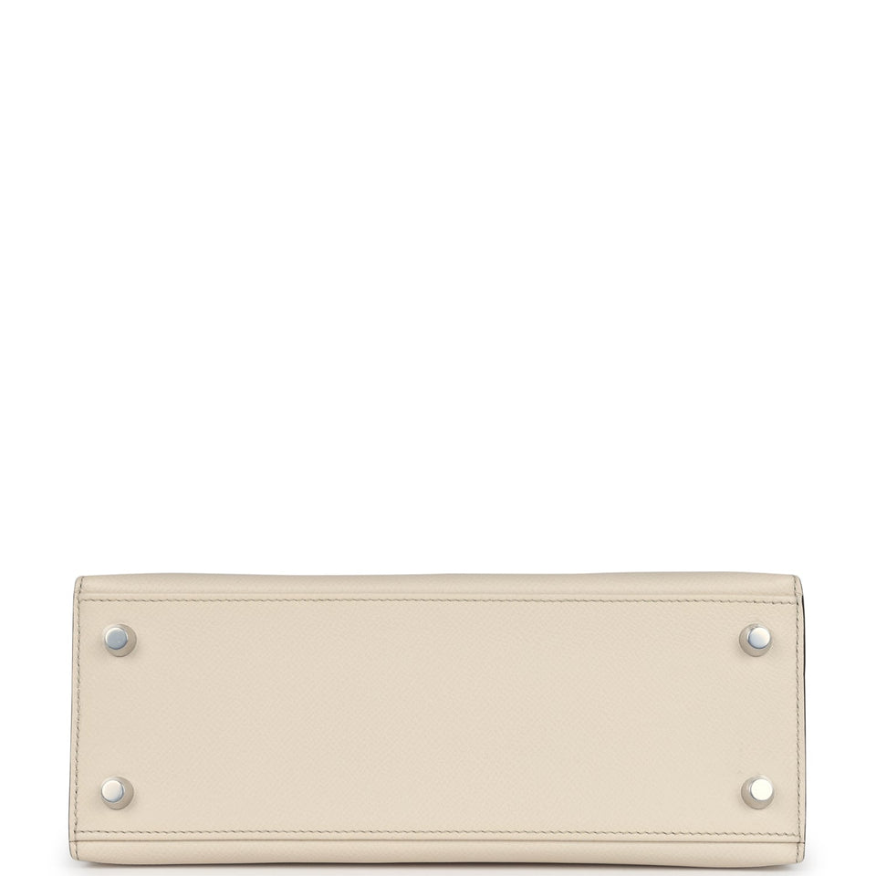 Hermes Special Order (HSS) Kelly Sellier 25 Craie and Trench Epsom Brushed Palladium Hardware