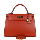 Hermes Kelly Sellier 32 Terre Battue Tadelakt Gold Hardware