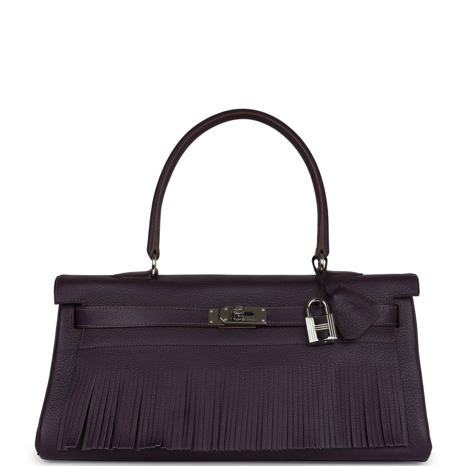 Hermes Fringe Shoulder Kelly 42 JPG Raisin Clemence Palladium Hardware