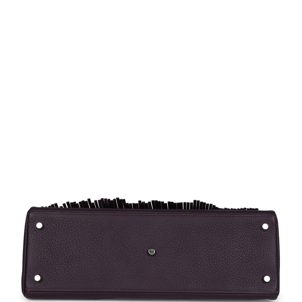 Hermes Fringe Shoulder Kelly 42 JPG Raisin Clemence Palladium Hardware