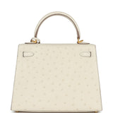 Hermes Special Order (HSS) Kelly Sellier 25 Beton Ostrich Verso Brushed Gold Hardware