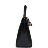 New Hermes Kelly Sellier 28 Black Epsom Permabrass Hardware