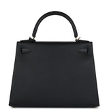 New Hermes Kelly Sellier 28 Black Epsom Permabrass Hardware