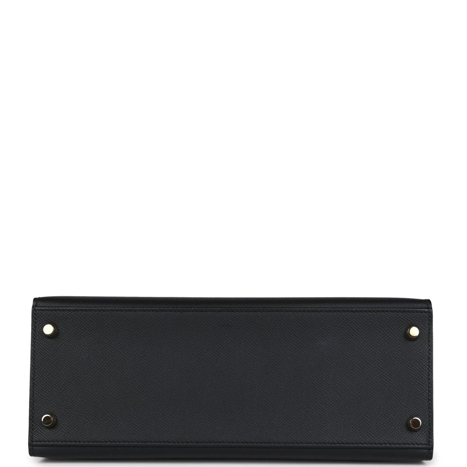 New Hermes Kelly Sellier 28 Black Epsom Permabrass Hardware