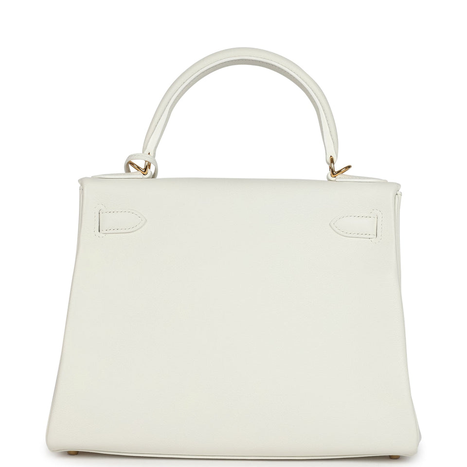 Hermes Kelly Retourne 28 White Evercolor Gold Hardware