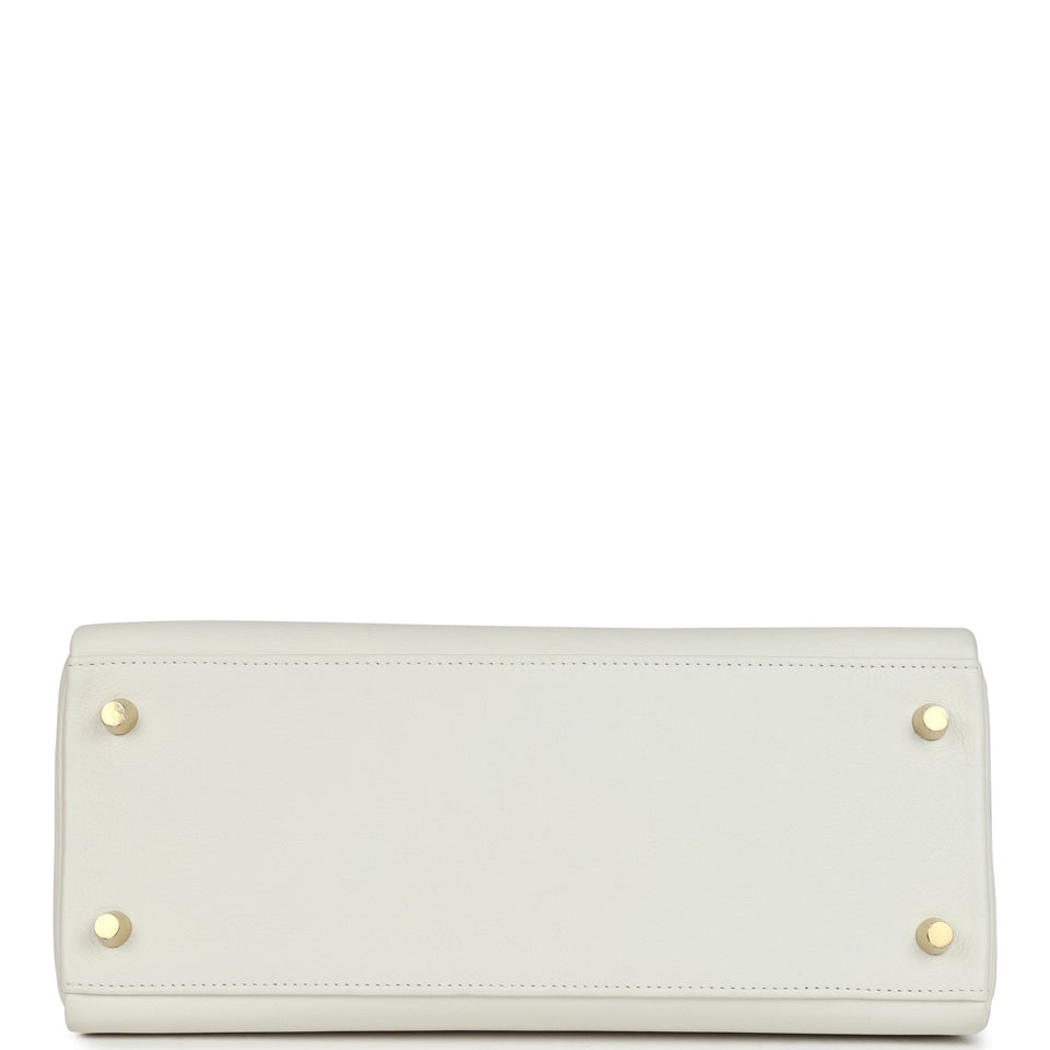 Hermes Kelly Retourne 28 White Evercolor Gold Hardware