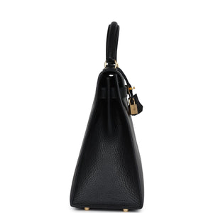 Hermes Kelly Sellier 32 Black Ardennes Gold Hardware