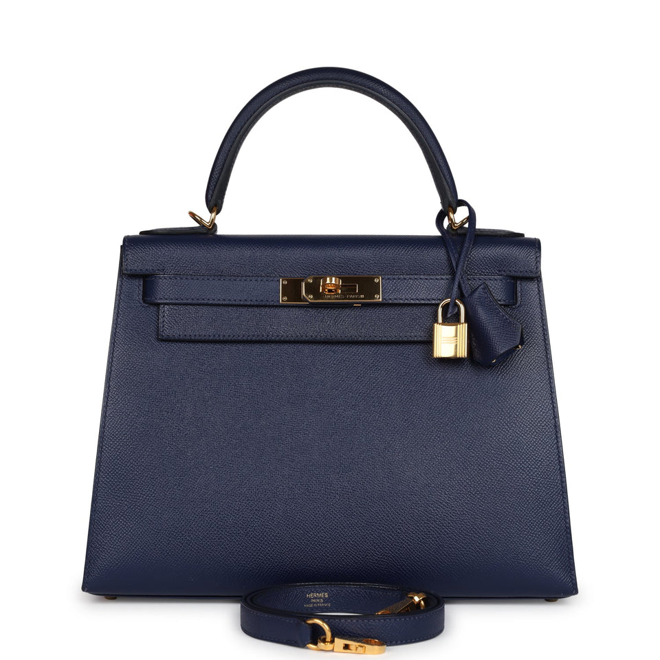 Hermes Kelly Sellier 28 Bleu Saphir Epsom Gold Hardware